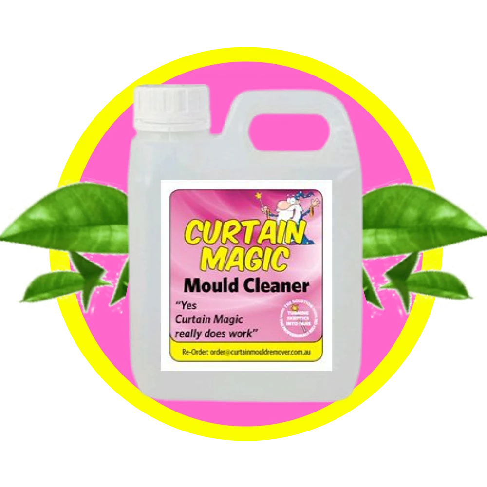 Curtain Magic Mould Remover bottle on a white background