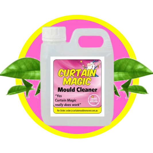 Curtain Magic Mould Remover bottle on a white background
