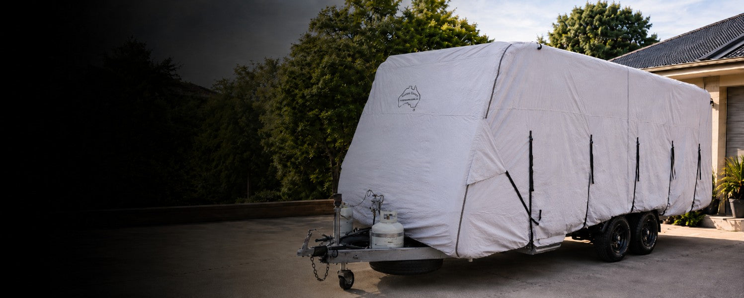 Caravan Cover Shop Home Page banner (when displayed on desktop devices).