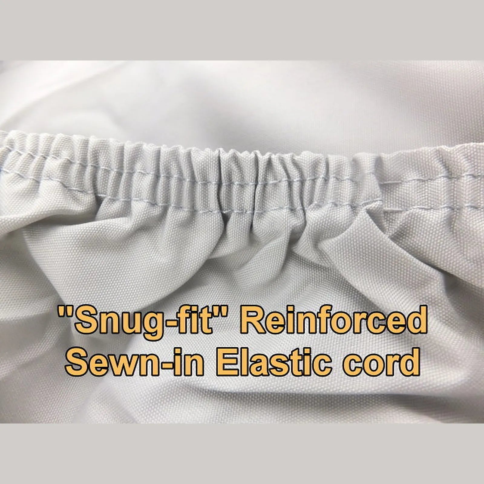 Kaiser Covers reinforced sewn-in elasticised hem | Caravan Cover Shop