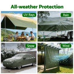 'Instahut' Canvas Tarp - GREEN - Caravan Cover Shop
