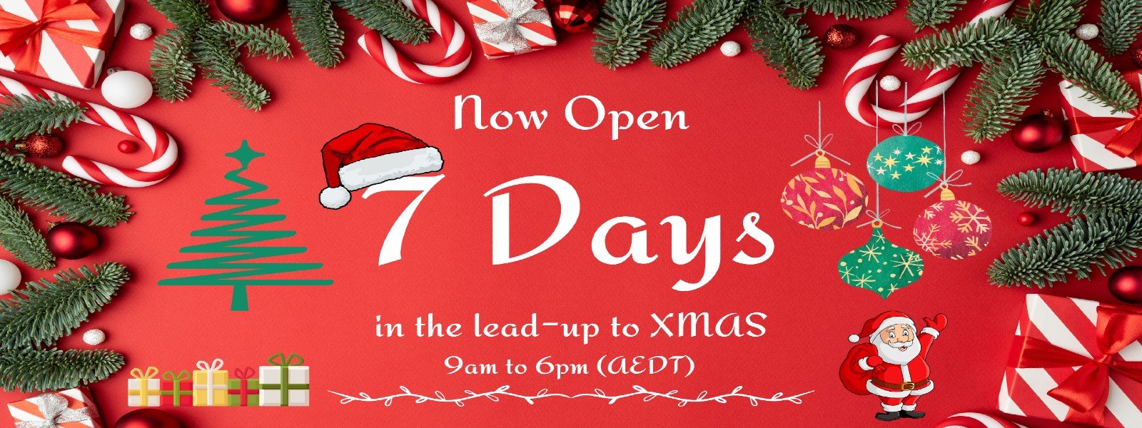 Christmas Open 7 days banner